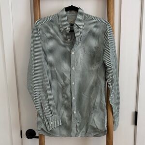 J. Crew Men's Green and White Striped Shirt